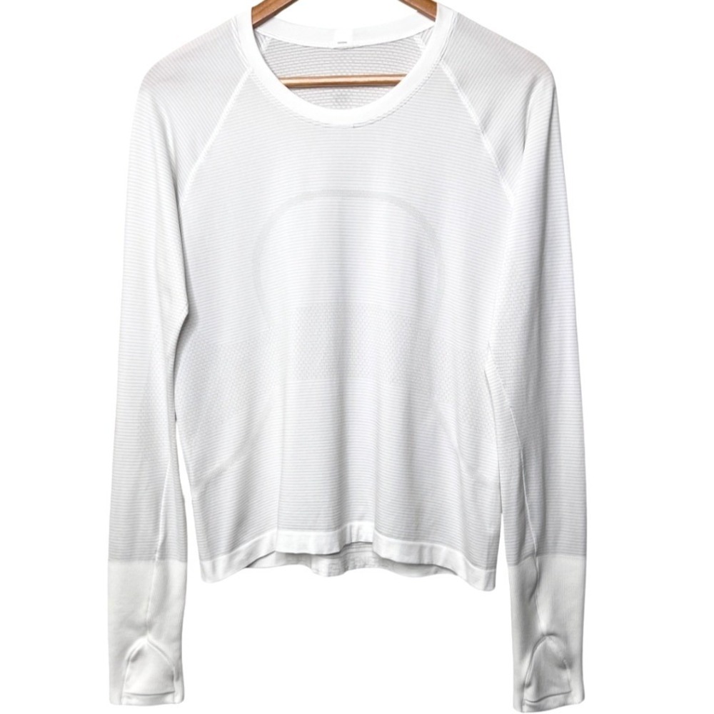 Lululemon Swiftly Tech Long Sleeve Women's‎ White Athletic Top Shirt Size 10 - Picture 3 of 9
